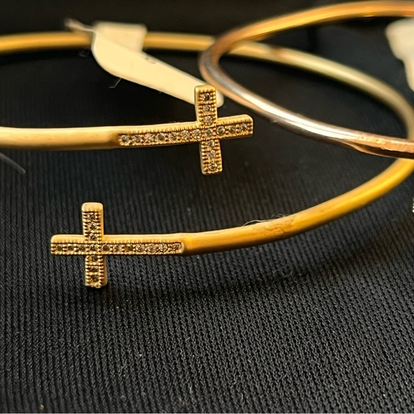 Cross Bangle Bracelets Women’s Two NWT Gold Tone - Picture 3 of 14